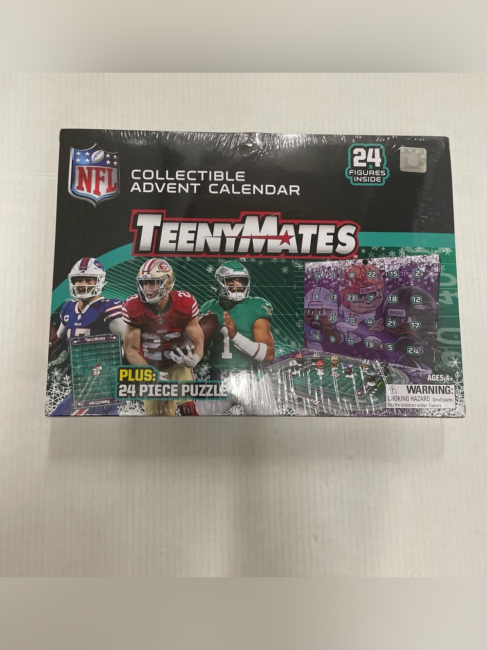 New NFL 2025 Collectable Advent Calendar TeenyMates 24 Figures Holiday Season